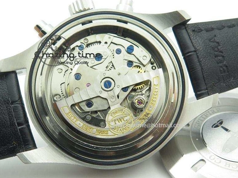MIROTIME 0513 Youthful Pilot Spitfire 3878 Chrono BP Gray Dial SS On Black Leather Strap A 7368